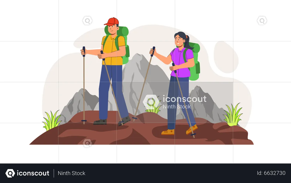 Couple hiking  Illustration