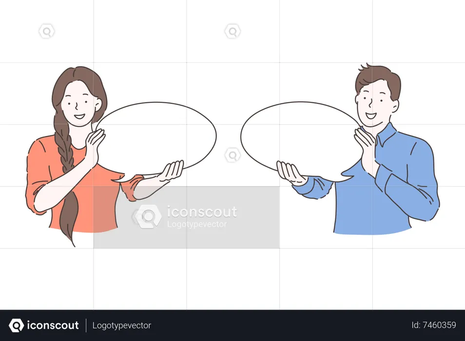 Couple holding chat bubble  Illustration