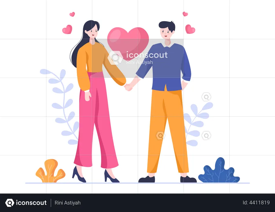Couple holding hands  Illustration