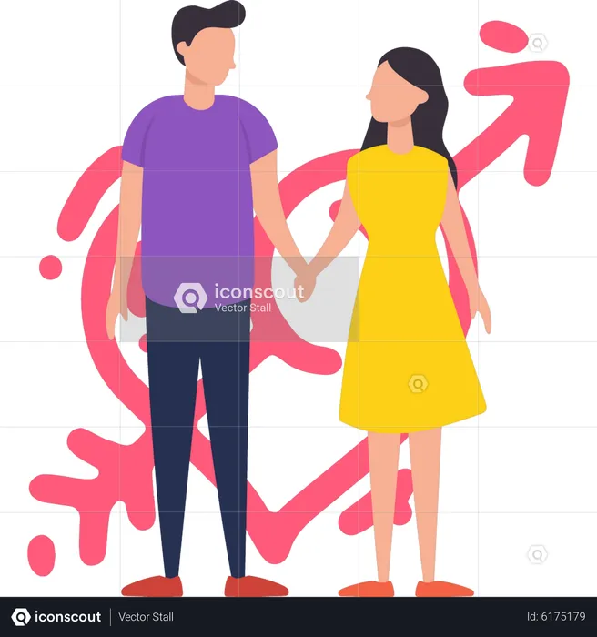 Couple holding hands  Illustration