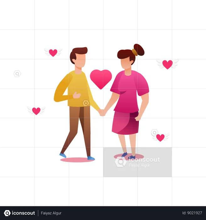 Couple holding hands  Illustration