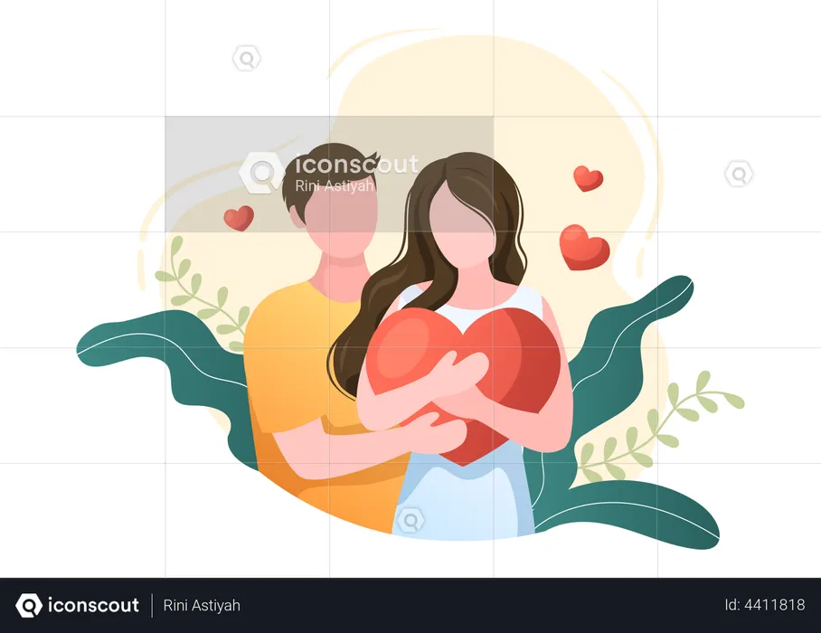 Couple holding heart  Illustration