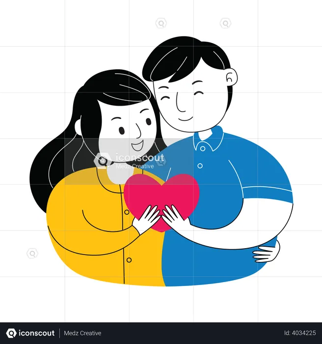 Couple holding heart  Illustration