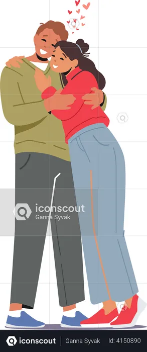 Couple hugging and feeling loved  Illustration