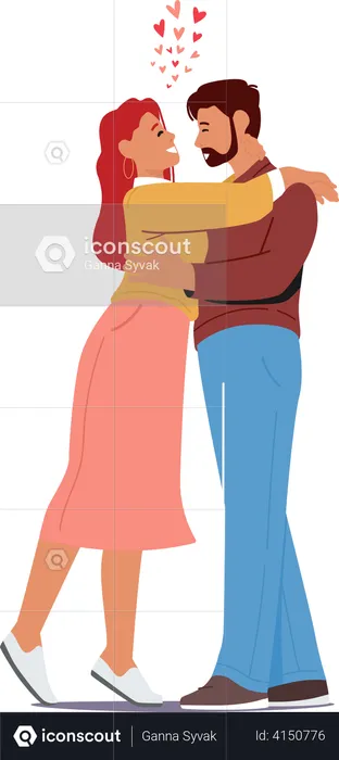 Couple hugging and sharing love  Illustration