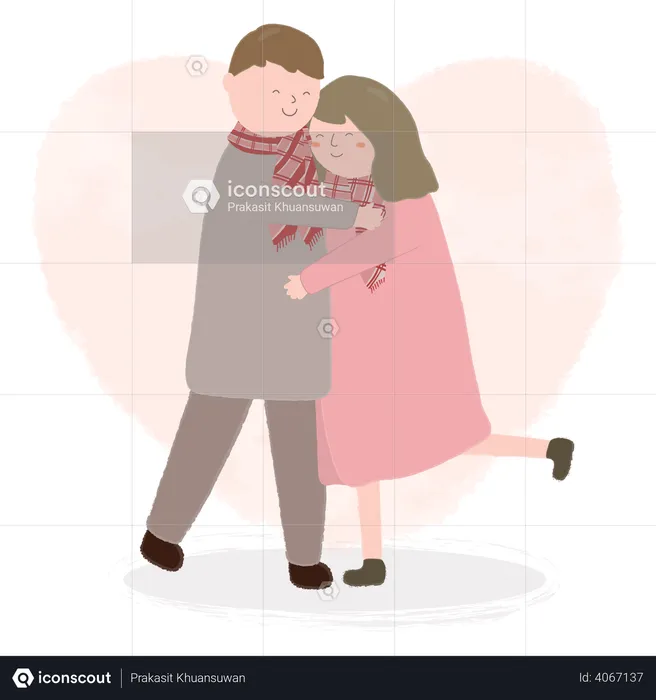 Couple hugging each other on valentines  Illustration