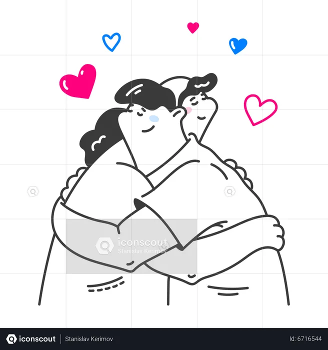 Couple hugging each other tenderly  Illustration