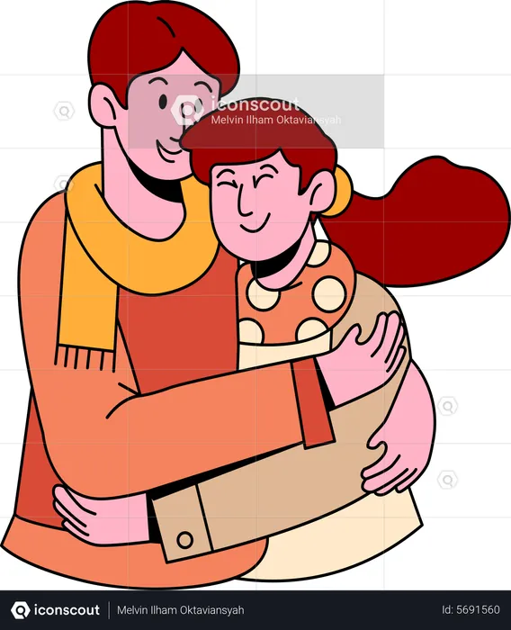 Couple hugging in love  Illustration
