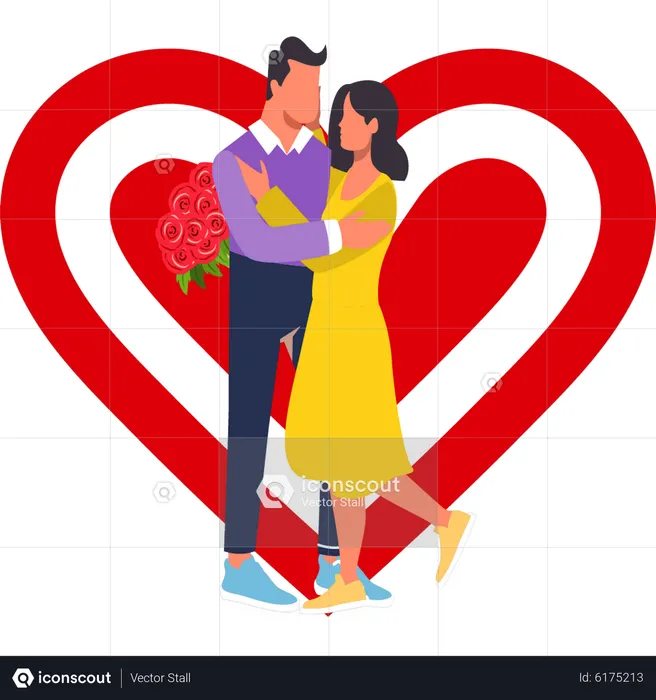 Couple hugging on valentine day  Illustration
