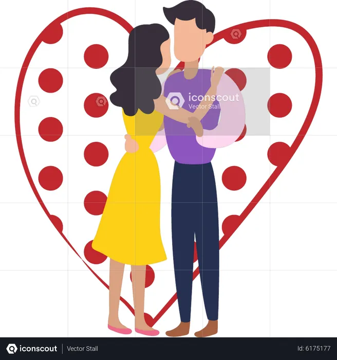 Couple hugging on valentine day  Illustration