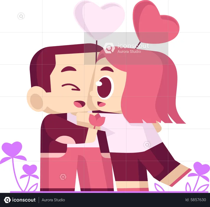 Couple hugging on valentines  Illustration