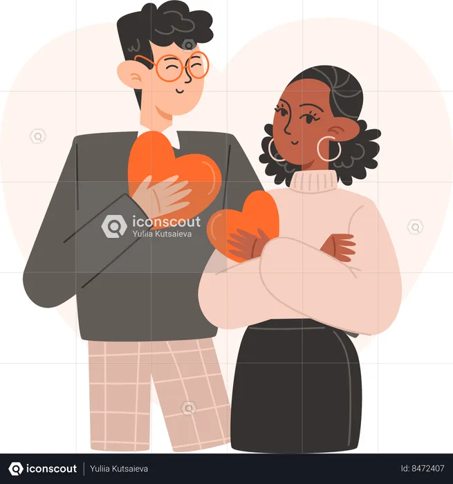 Couple hugging on Valentines Day  Illustration