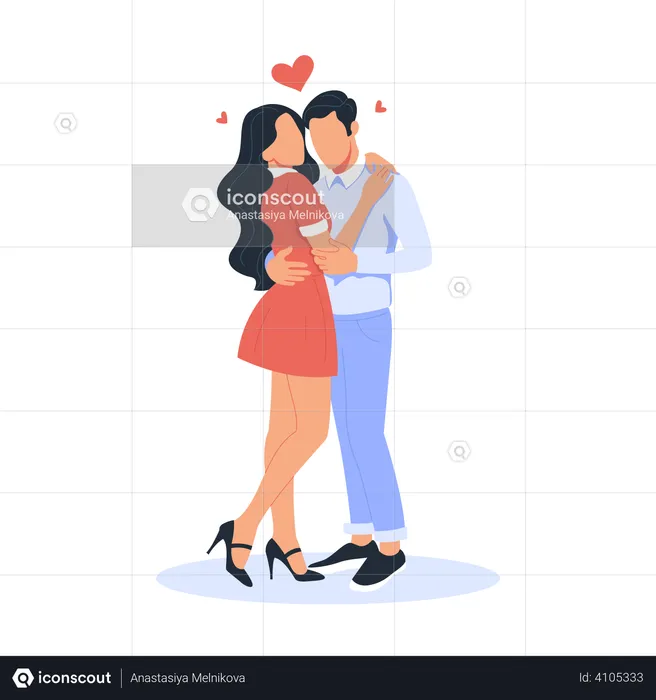 Couple hugging on valentine's day  Illustration