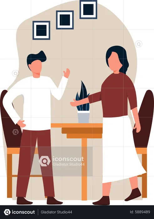 Couple in cafe  Illustration