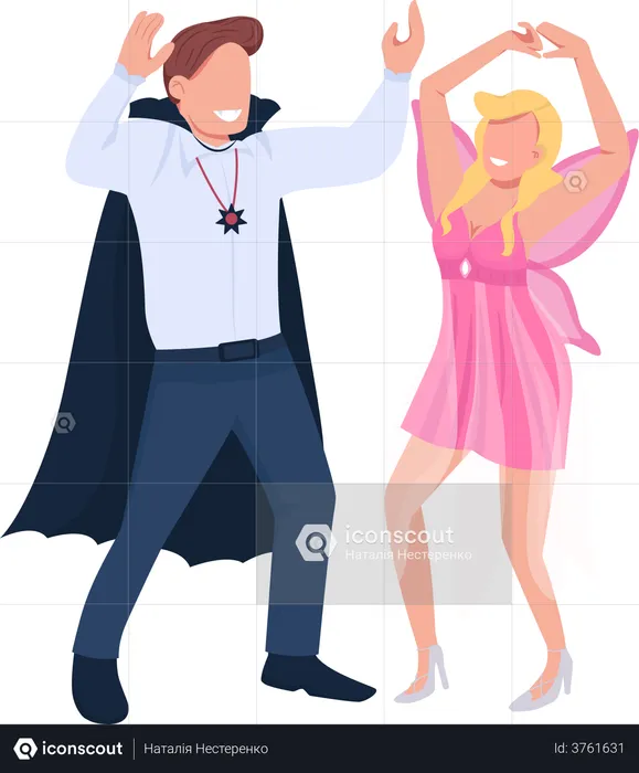 Couple in costumes dancing  Illustration