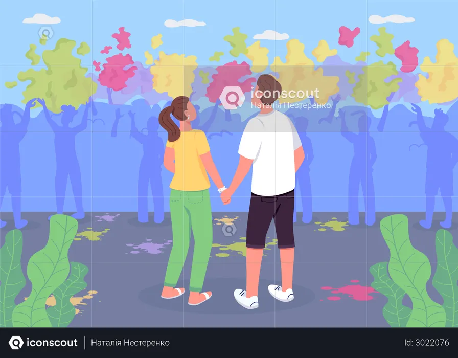 Couple in Holi festival  Illustration