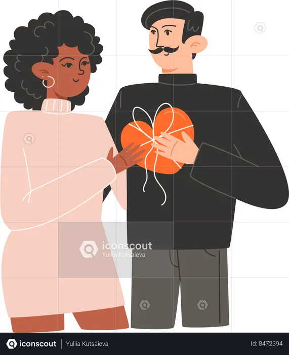 Couple in love are hugging on Valentines Day  Illustration