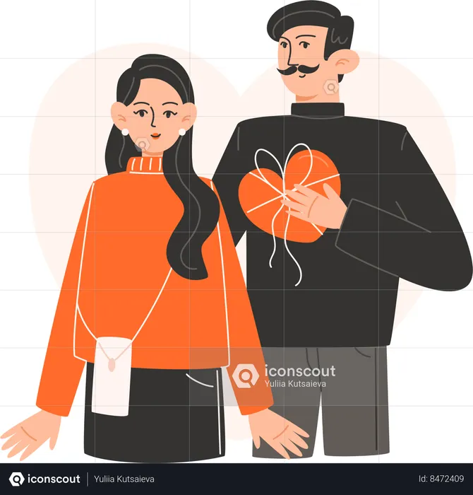 Couple in love are hugging on Valentines Day  Illustration