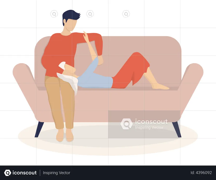 Couple in love sitting on sofa  Illustration