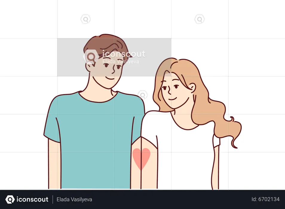 Couple in love standing together  Illustration