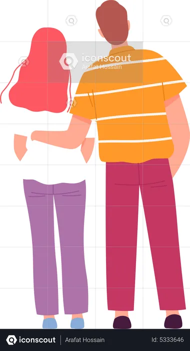 Couple in love walking together  Illustration