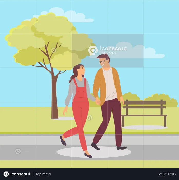 Couple in park  Illustration