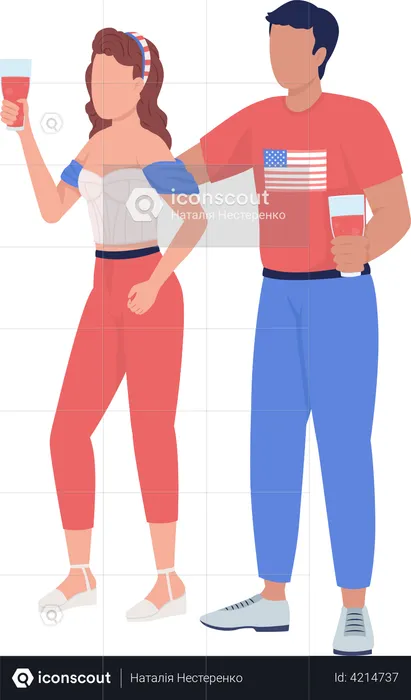 Couple in patriotic clothing  Illustration