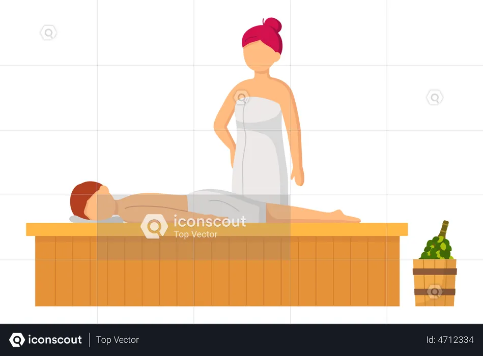 Couple in sauna  Illustration