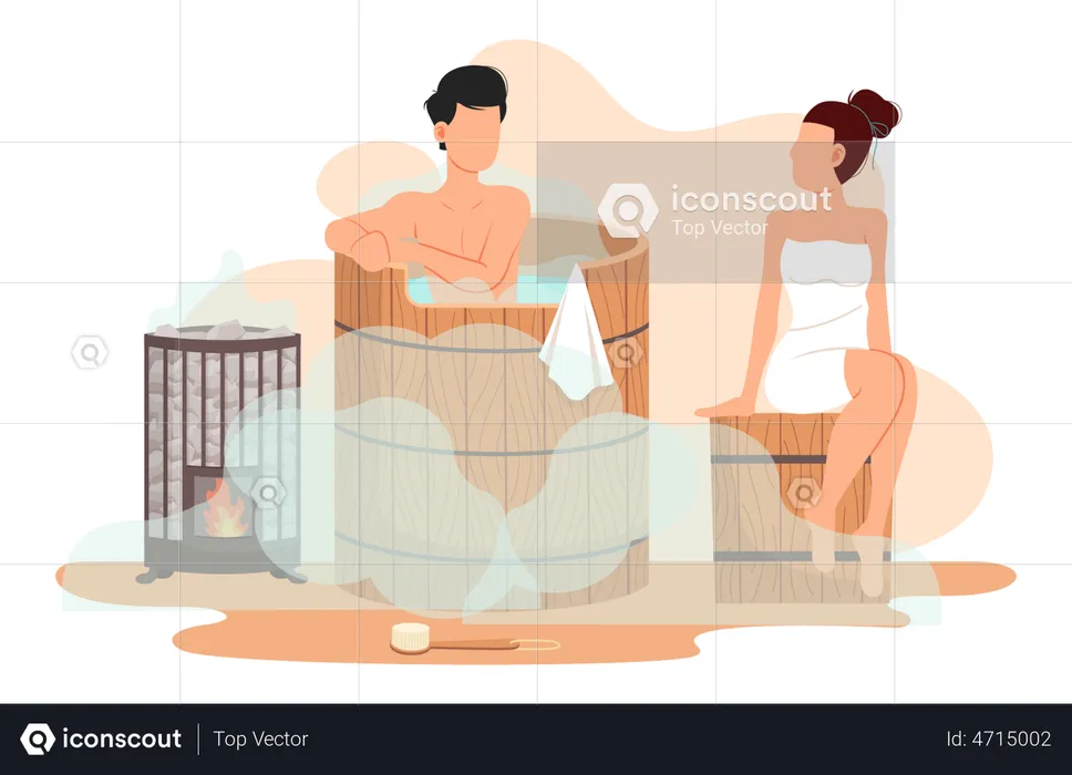 Couple in sauna  Illustration