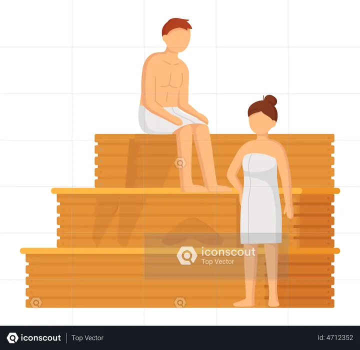 Couple in sauna  Illustration