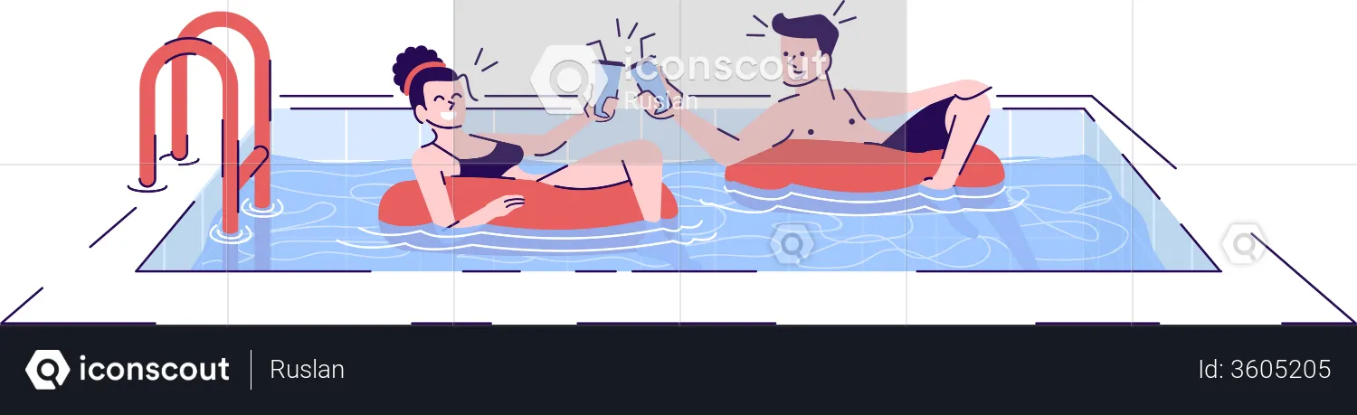 Couple in swimming pool  Illustration