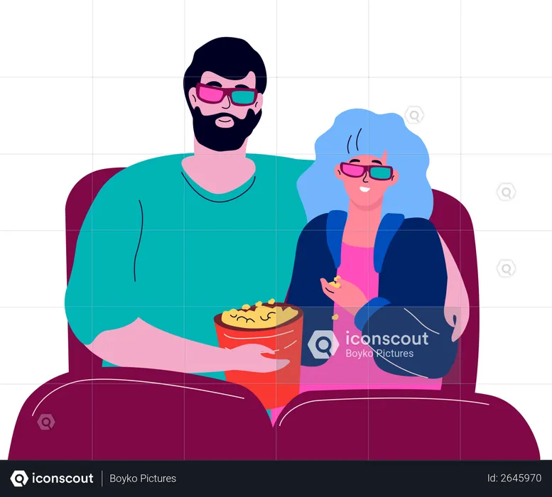 Couple in the cinema  Illustration