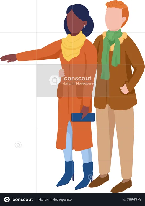 Couple in winter costume  Illustration