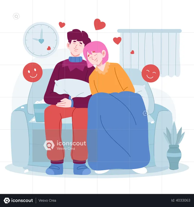 Couple in winter  Illustration