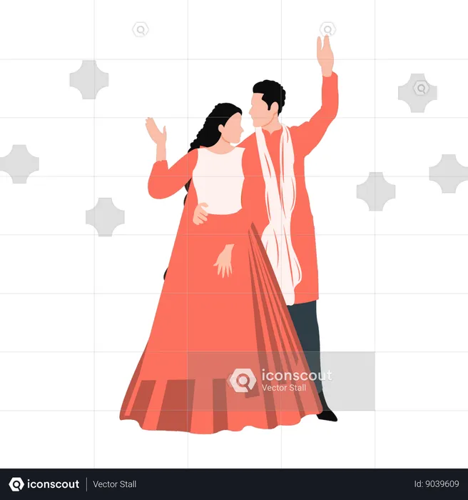 Couple indien posant avec amour  Illustration