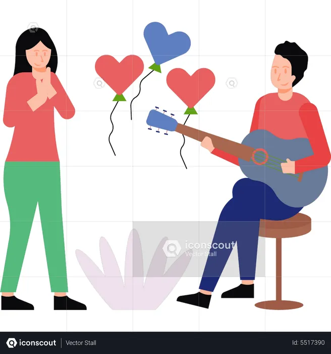 Couple is celebrating Valentine  Illustration