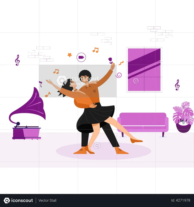 Couple is dancing and enjoying the party  Illustration