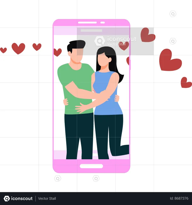 Couple is dating online  Illustration