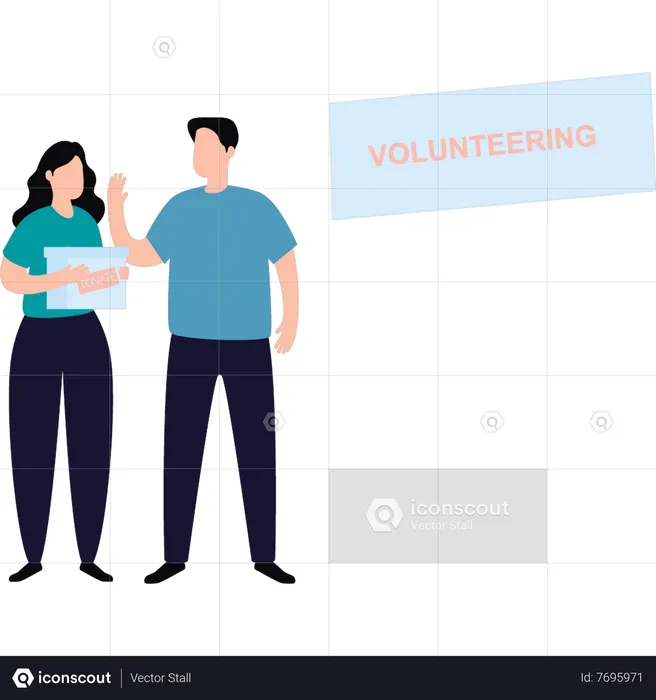 Couple is doing voluntary work  Illustration