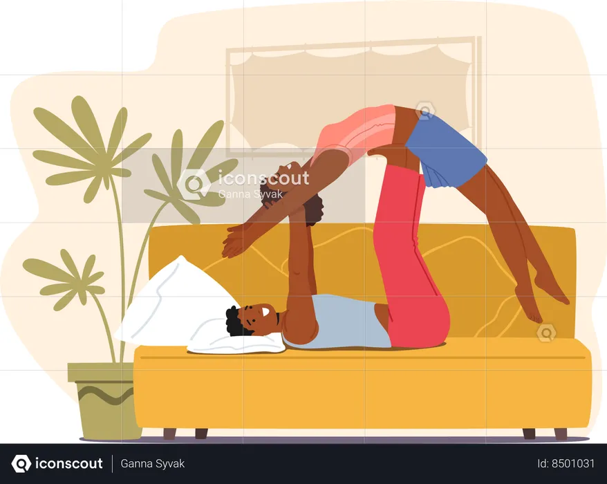 Couple is enjoying body balance  Illustration