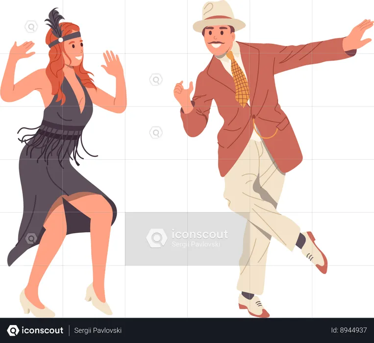 Couple is enjoying dance party  Illustration