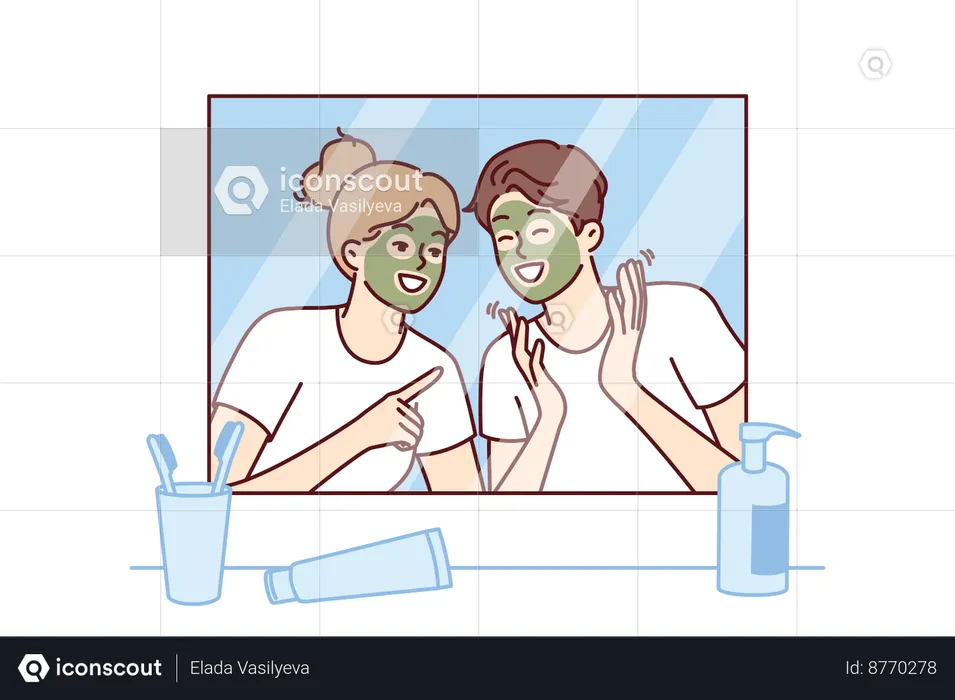 Couple is enjoying face mask  Illustration