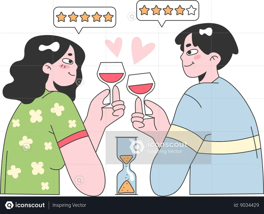 Couple is enjoying their date  Illustration