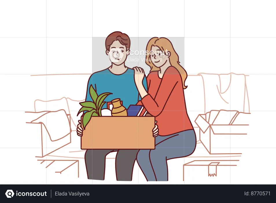 Couple is happy while purchasing their new apartment  Illustration