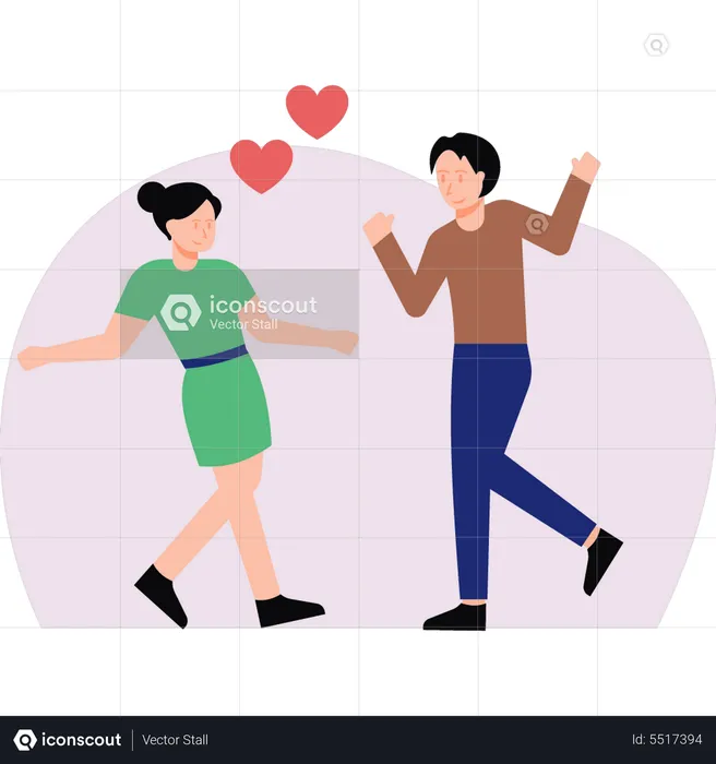 Couple is having fun on Valentine's Day  Illustration