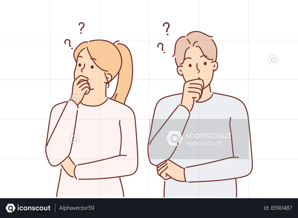 Couple is in confusion  Illustration
