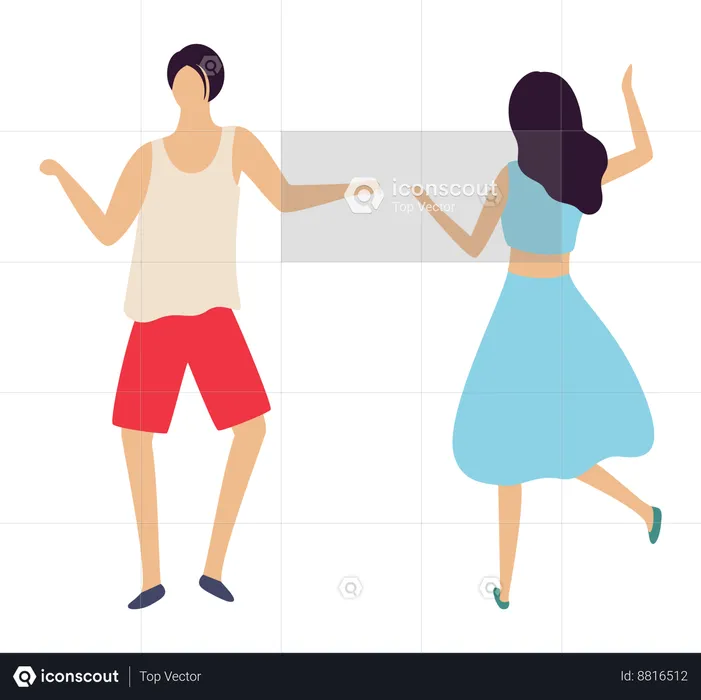 Couple is madly in love while dancing  Illustration