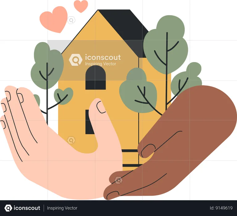 Couple is planting trees near their home  Illustration