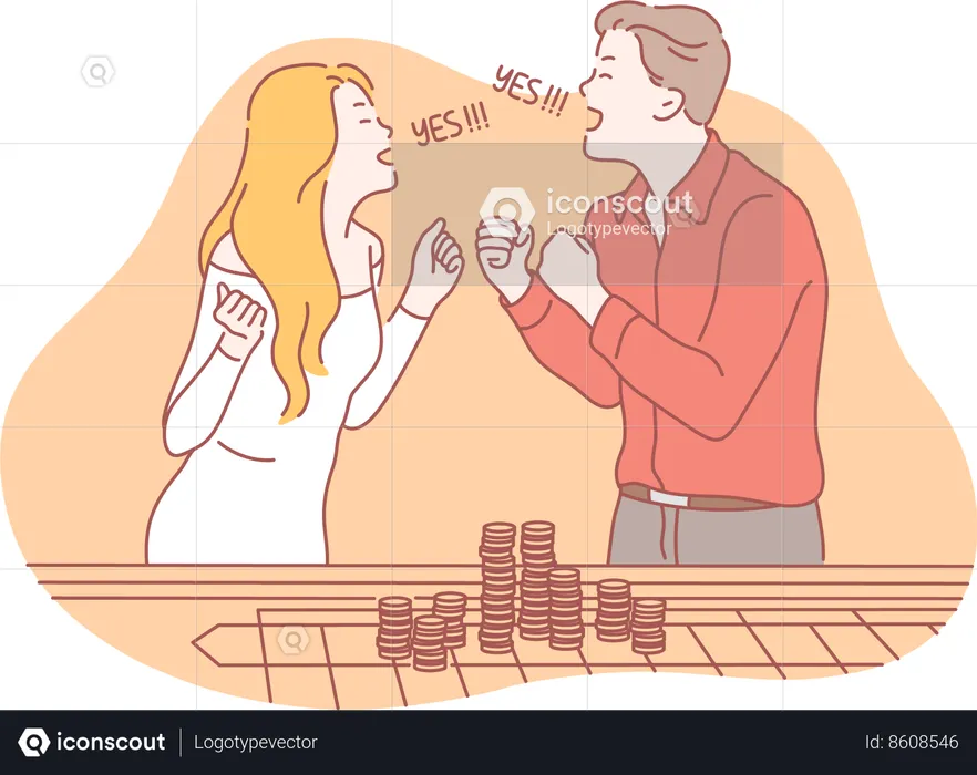 Couple is playing in casino  Illustration