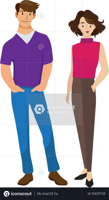 Couple is posing  Illustration